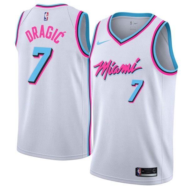 Men Miami Heat #7 Dragic White City Edition Nike NBA Jerseys
